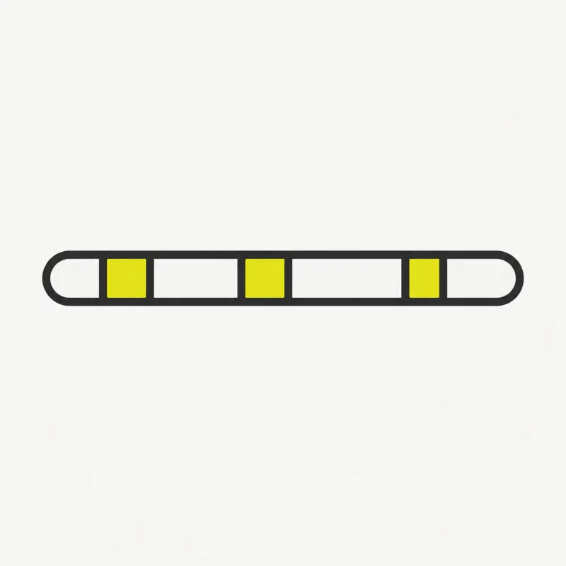 Illustration: a long bar with a few glowing segments picked out