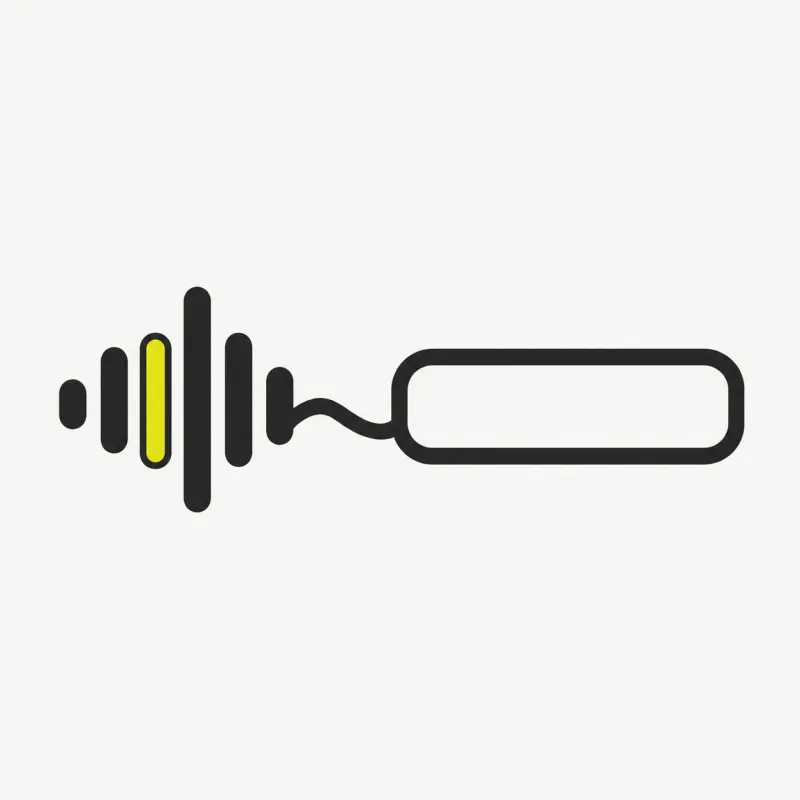 Illustration: a soundwave turning into a caption bar