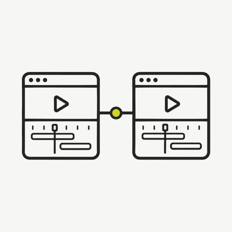 Illustration: two editing panels with a shared project