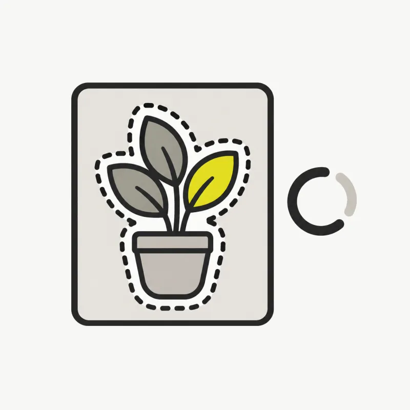 Illustration: an image with a subject being separated from its background by a cut outline, a spinning progress ring