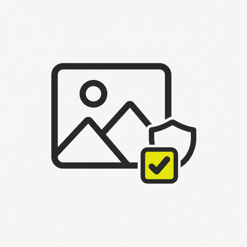 Illustration: an image with a small shield and a check box being ticked