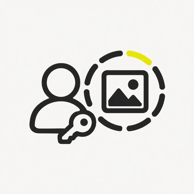 Illustration: a small user avatar with a key and a spinning progress ring over an image