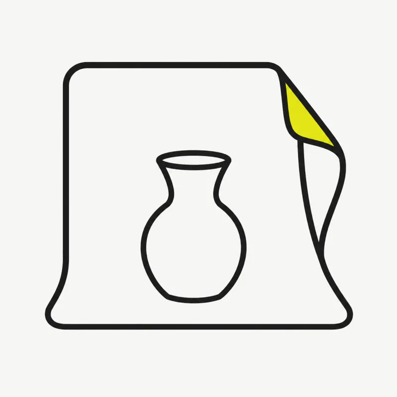 Illustration: a simple subject filmed against a plain rectangle with the background lifting away