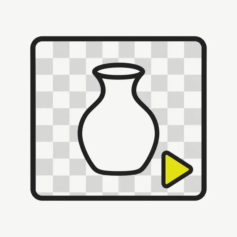 Illustration: a subject on a checkerboard transparency panel with a play triangle