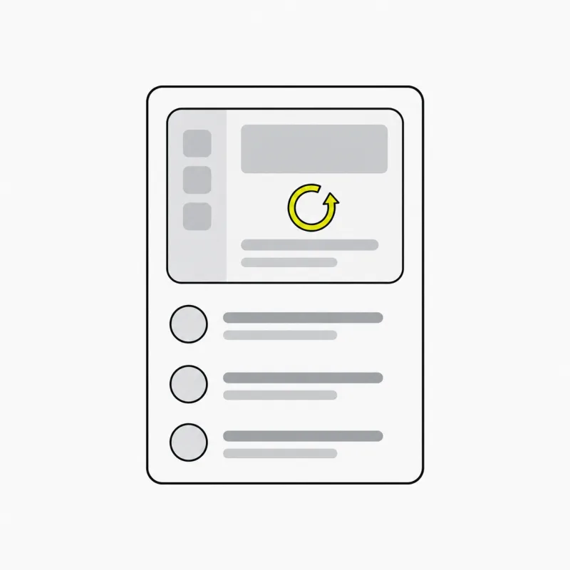 Illustration: a how-to step card with a small looping screen-capture tile