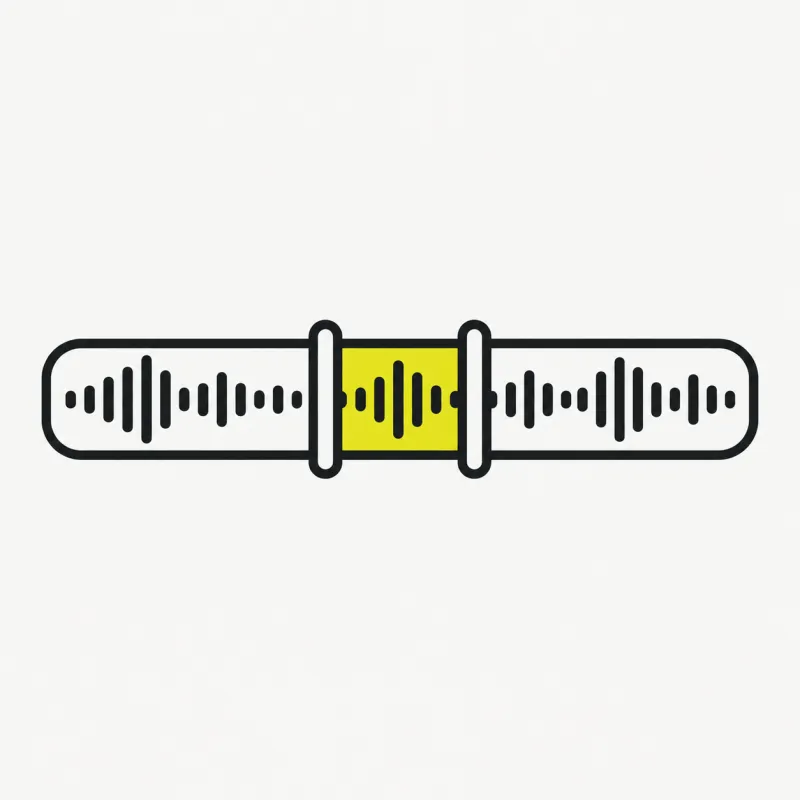Illustration: a long timeline with a short highlighted segment trimmed out