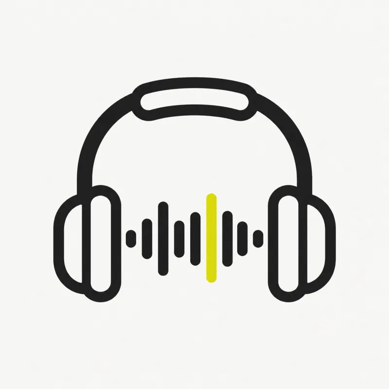 Illustration: a headphone icon over a waveform