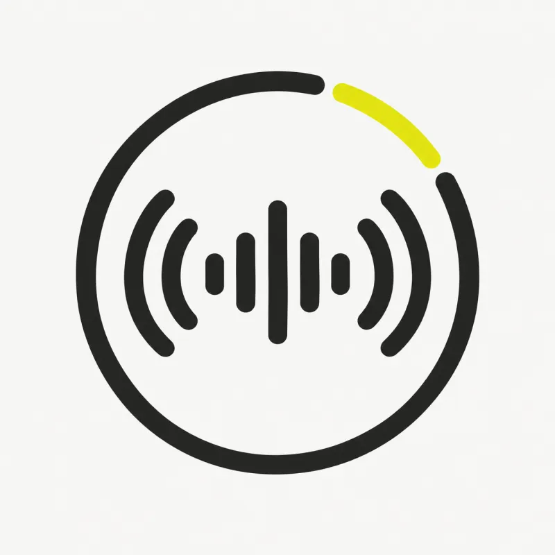 Illustration: a soundwave with listening arcs and a spinning progress ring