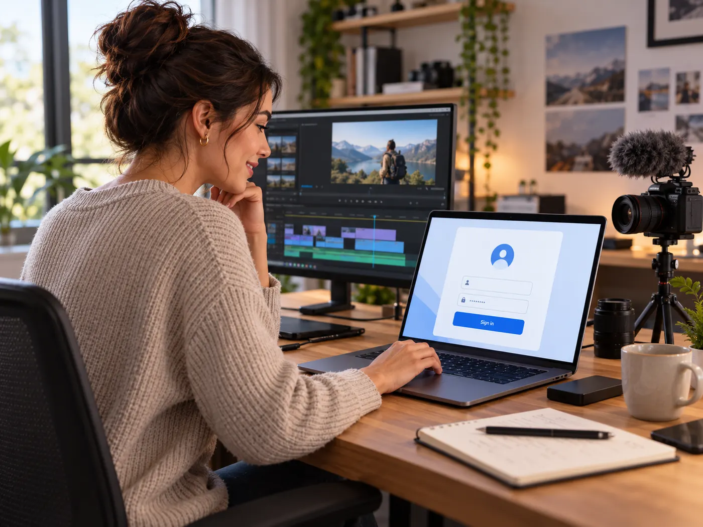A creator ready to sign in before running the highlight-finding process, shown in a focused workspace with the long-video workflow about to begin.