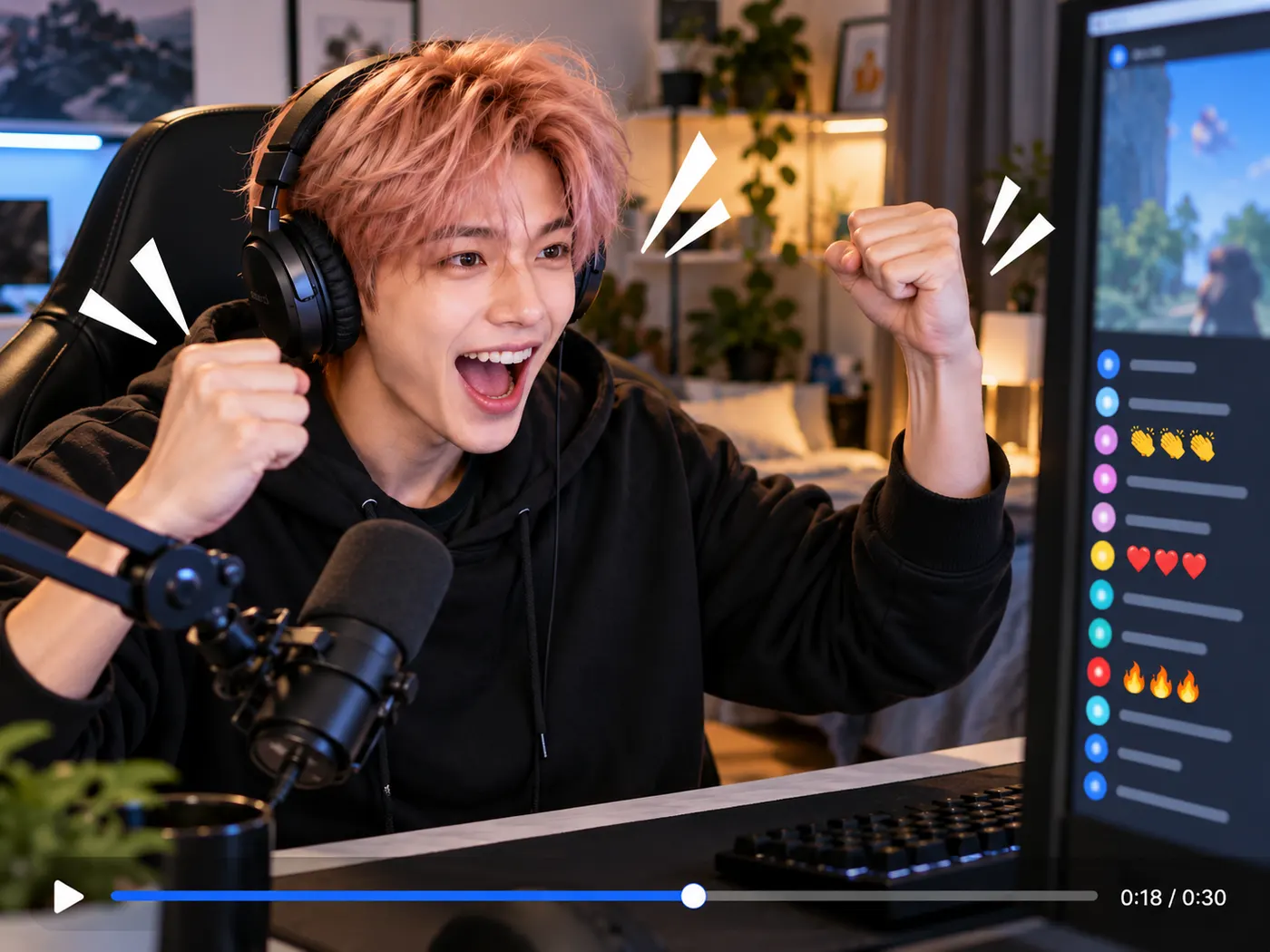 A high-energy vertical streamer clip emphasizing the memorable reaction and timed captions.