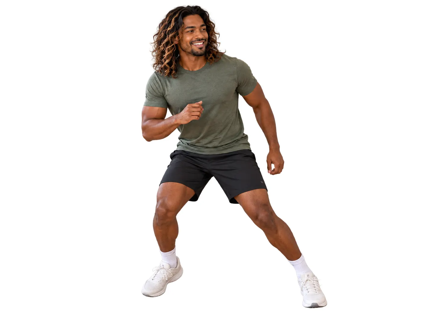 A transparent cutout of the moving instructor, presented as a confident production-ready subject asset.