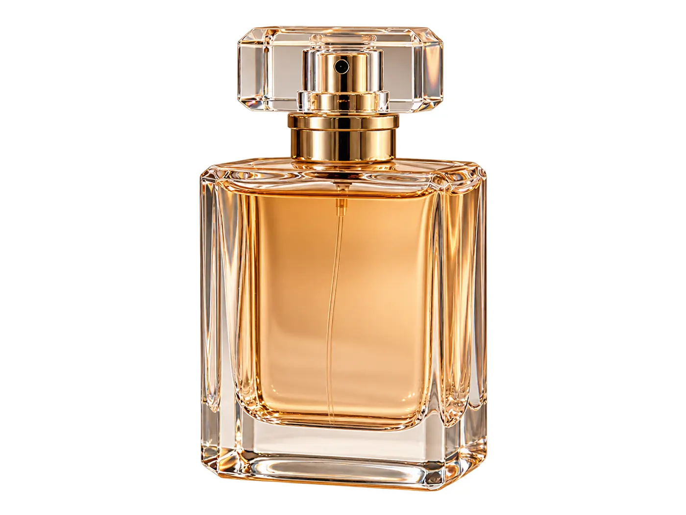 A refined transparent cutout video of the perfume bottle, ready for repeated advertising compositions.