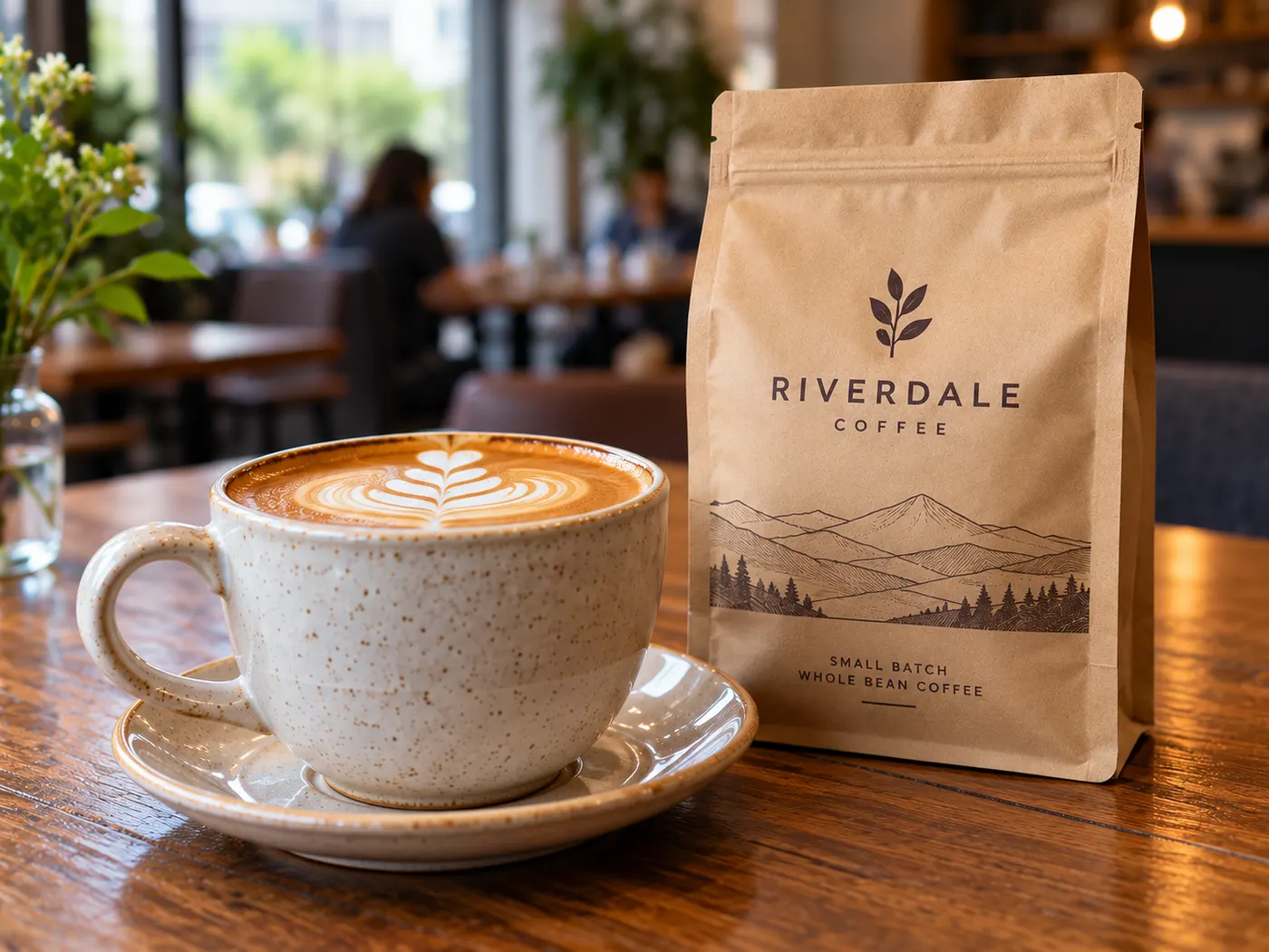 A clean square product-video frame with the cup and coffee bag prominently filling the image.